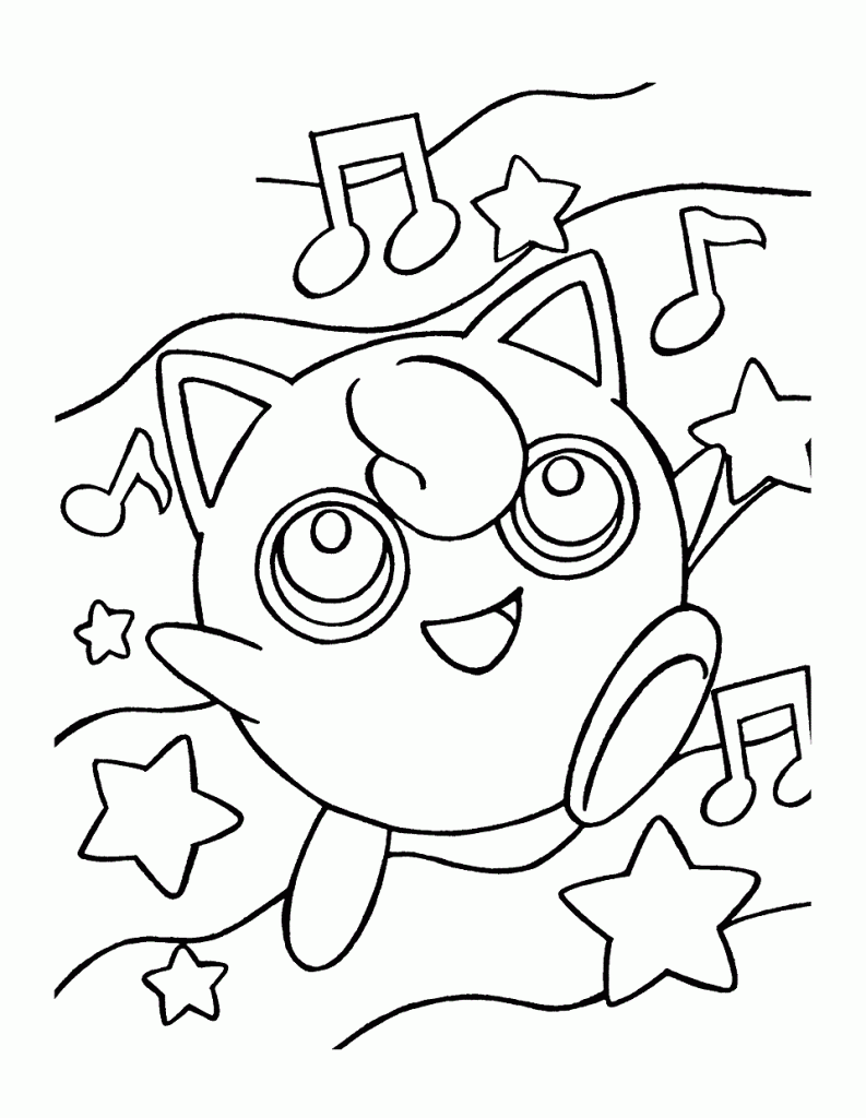 Printable Jigglypuff coloring page for both aldults and kids.
