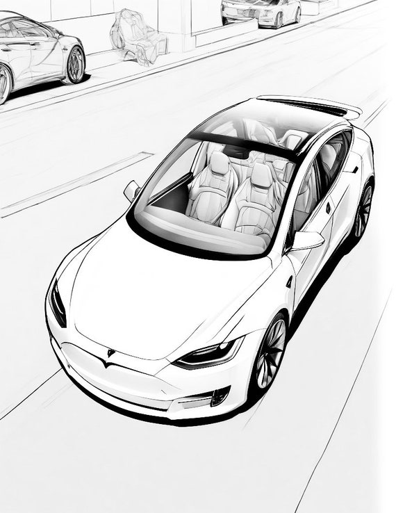 20 Tesla Cars Detailed Coloring Book ...