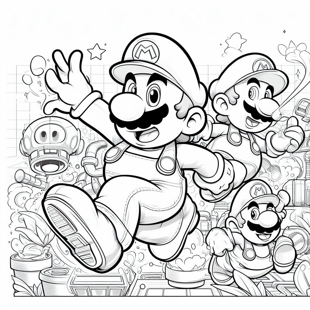 Mario Bros Coloring Pages - Etsy