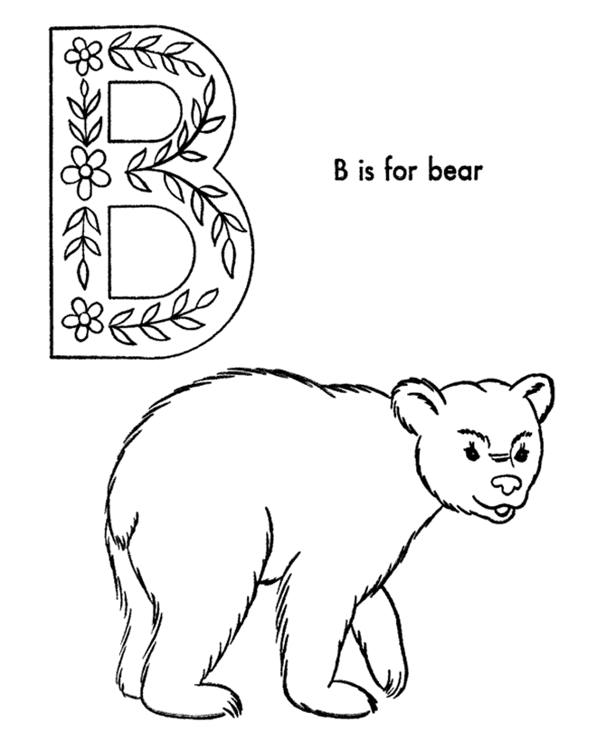 abc alphabet coloring sheets bear animals page
