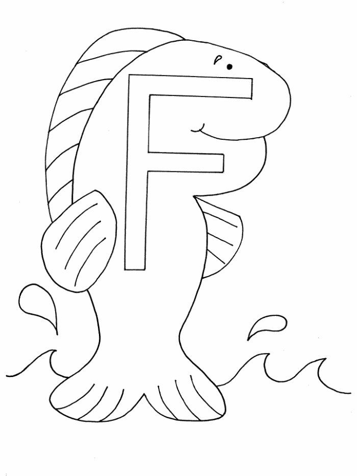 Fish With F Alphabet Coloring Pages Free: Fish With F Alphabet 