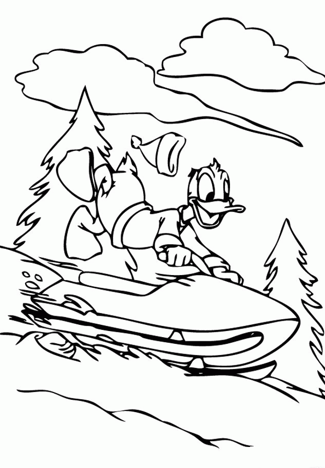 Donald Drives Boat Too Fast Coloring Page | Kids Coloring Page