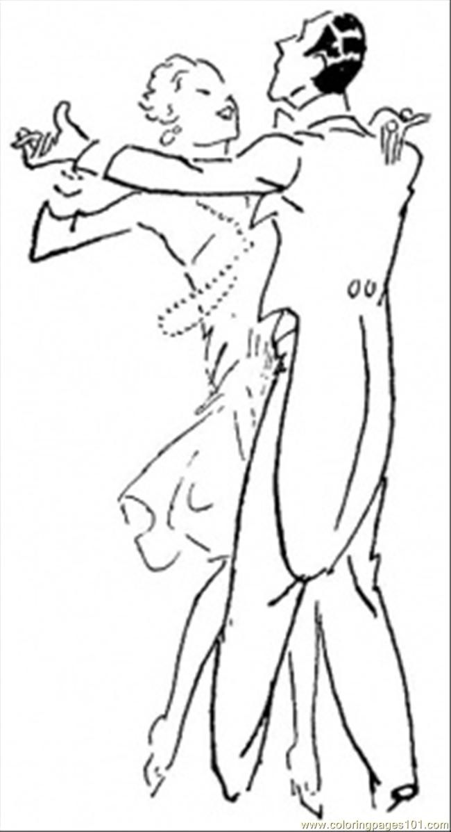 Coloring Pages Dancing Couple (Entertainment > Dancing) - free 