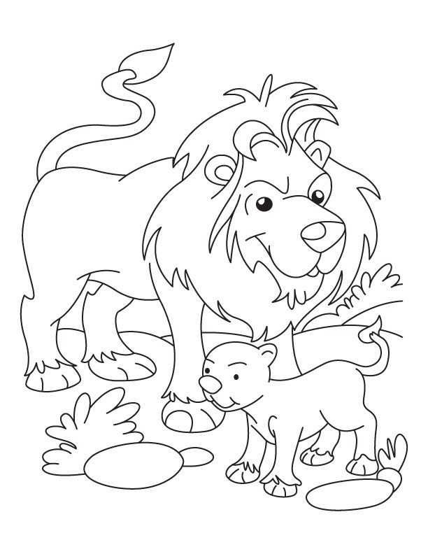 Lion and Cub coloring page | Download Free Lion and Cub coloring page for  kids | Best Coloring Pages