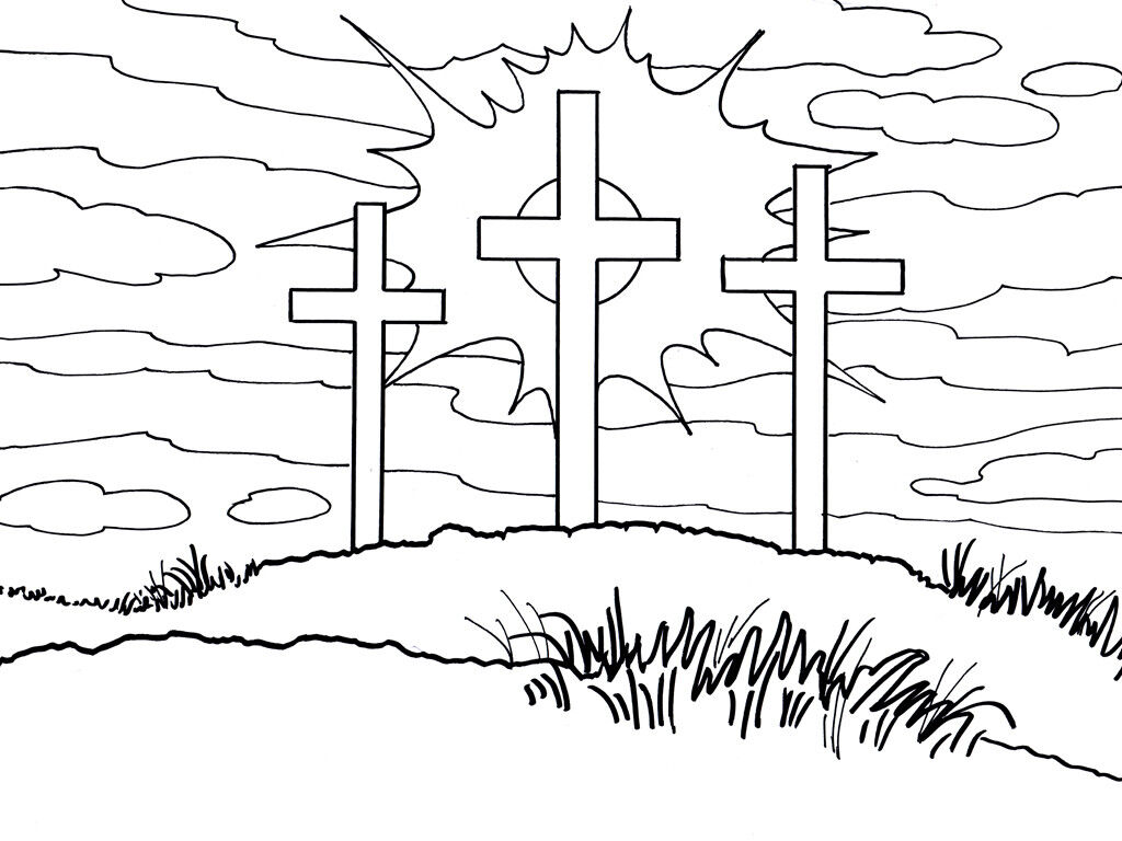 FreeBibleimages :: Line Art: Jesus dies and rises :: Pictures you can colour  or paint (Bible overview)