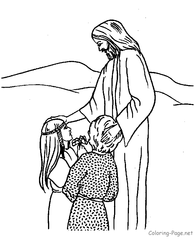 Of Jesus With Children - Coloring Pages for Kids and for Adults