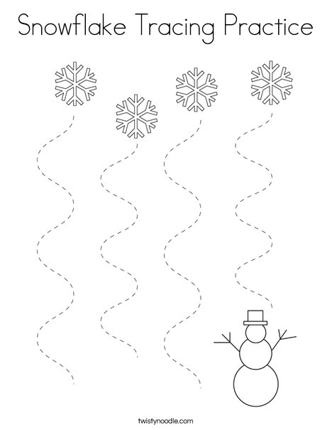 Snowflake Tracing Practice Coloring Page - Twisty Noodle