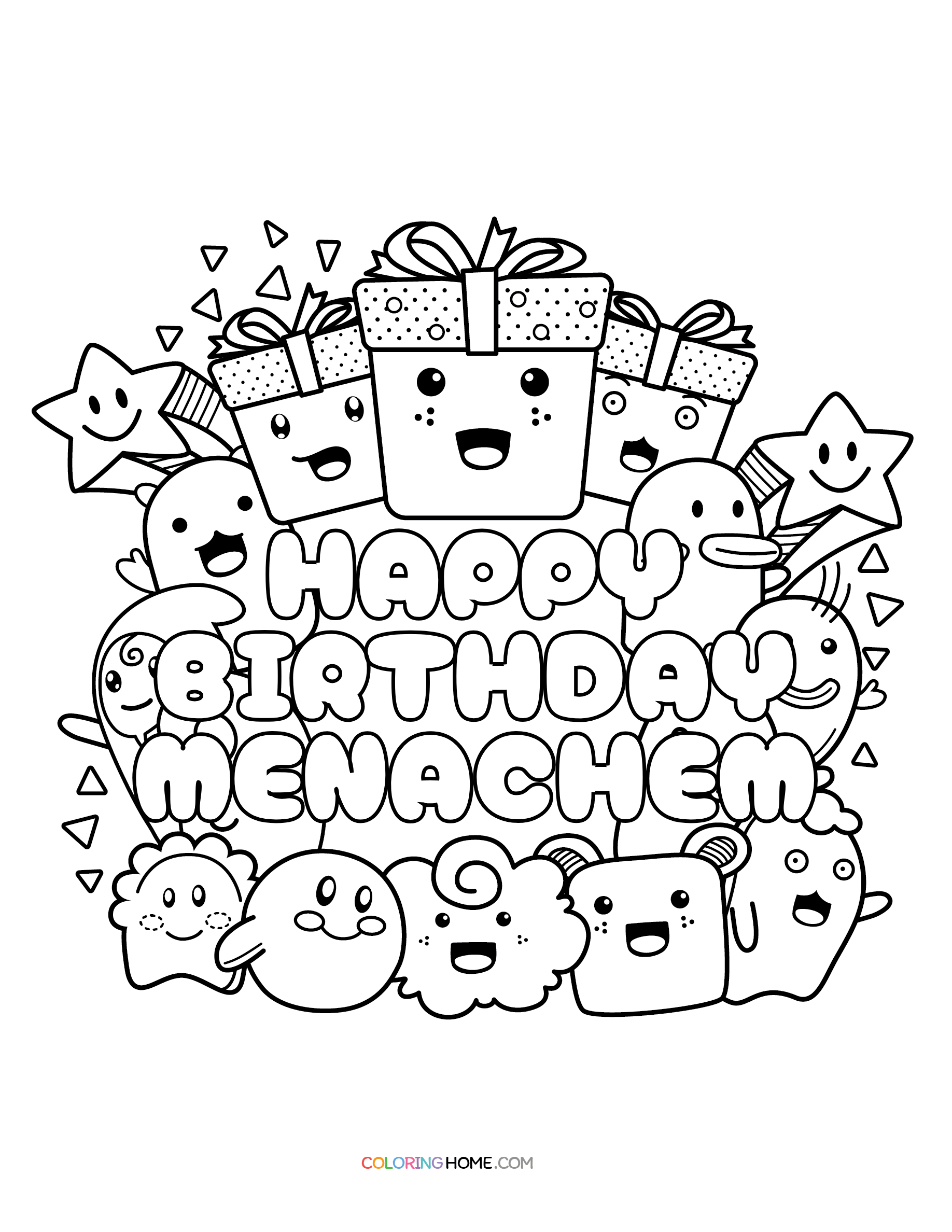 Happy Birthday Menachem coloring page