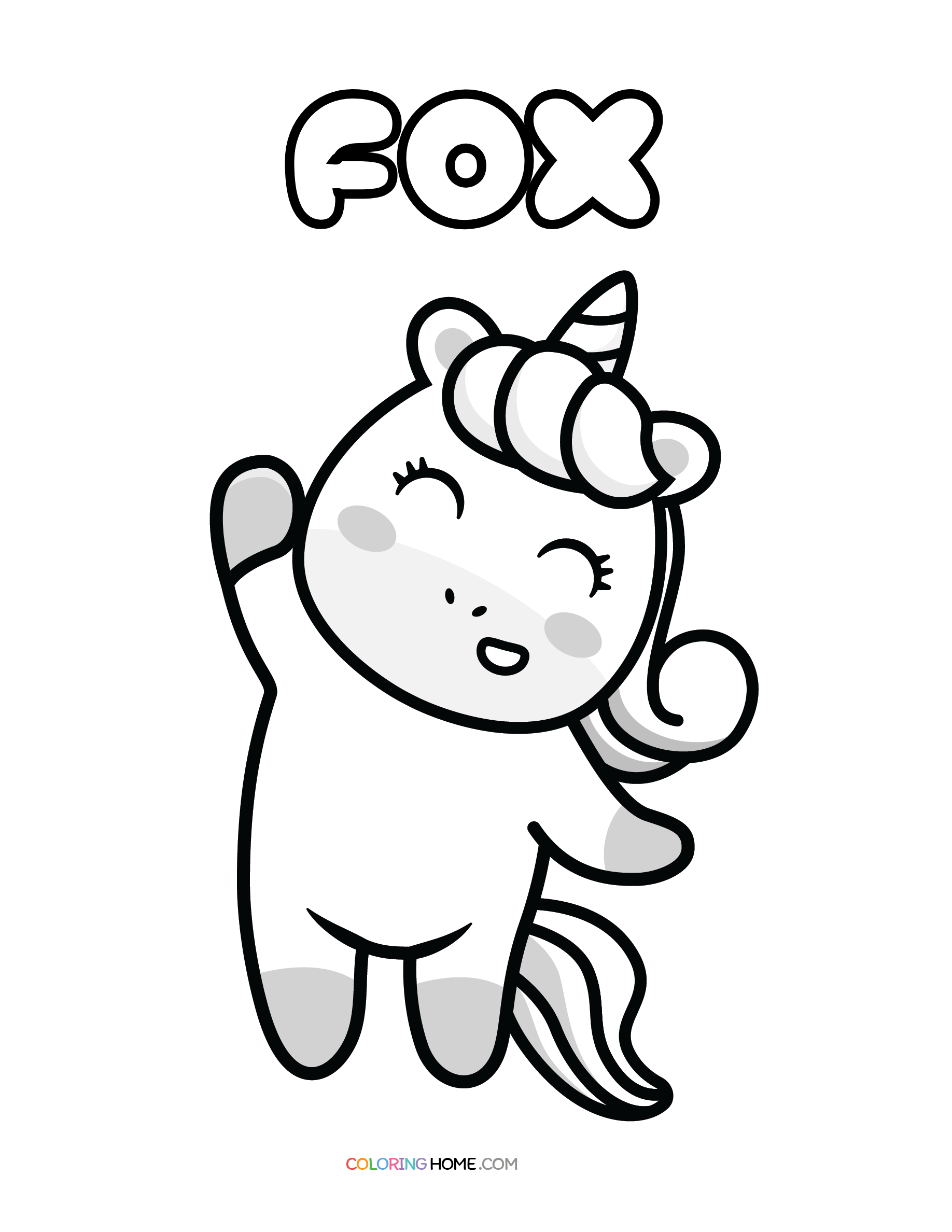 Fox unicorn coloring page