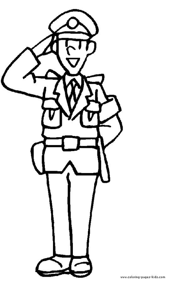 Police man color page, family people jobs coloring pages, color ...