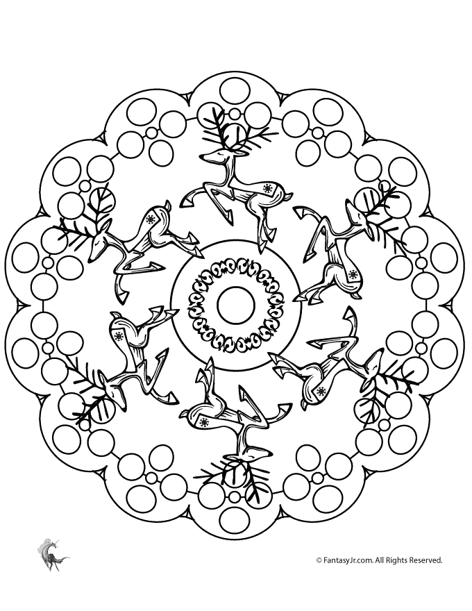Christmas Mandala - Coloring Pages for Kids and for Adults