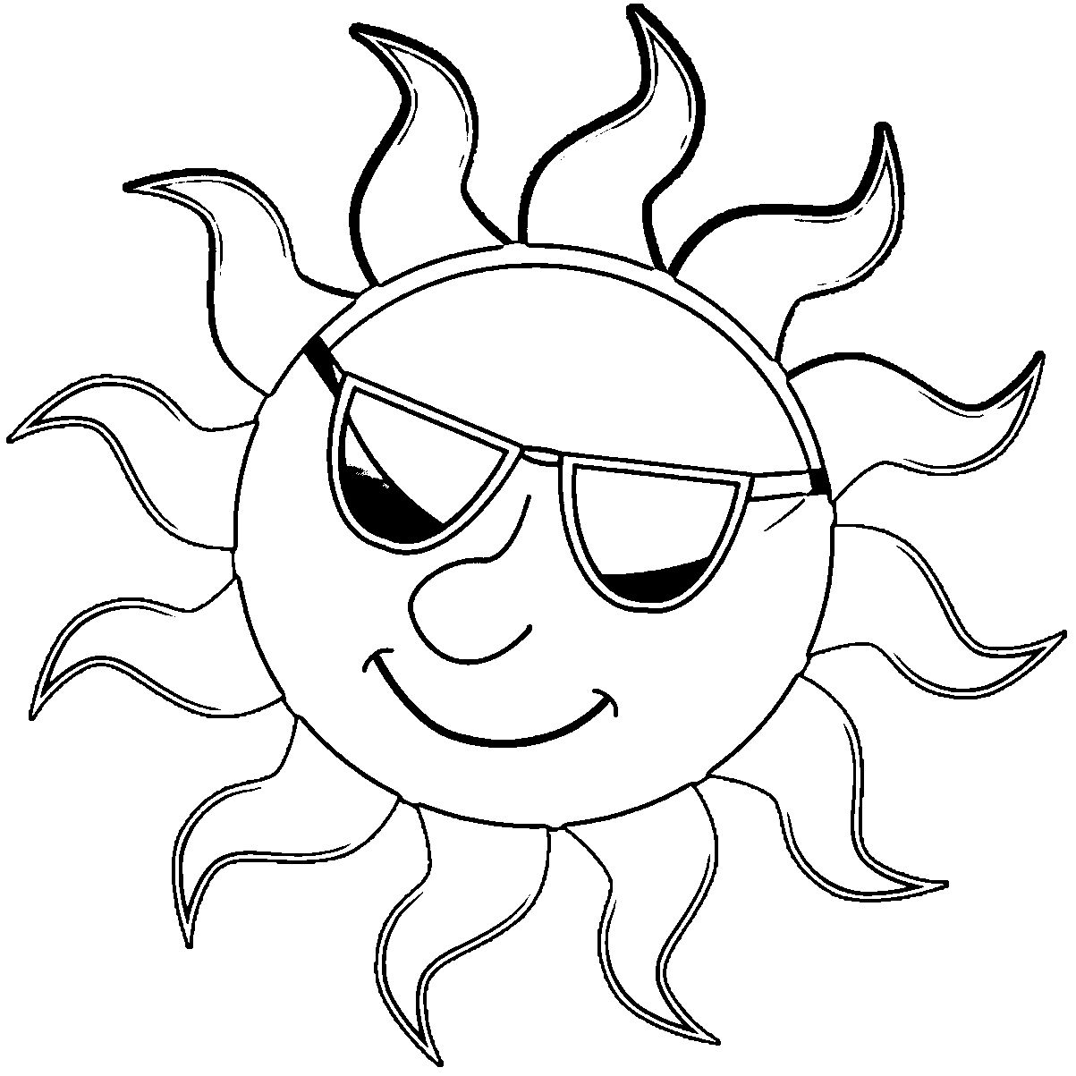Sun Wearing Sunglasses Summer Coloring Page | Wecoloringpage