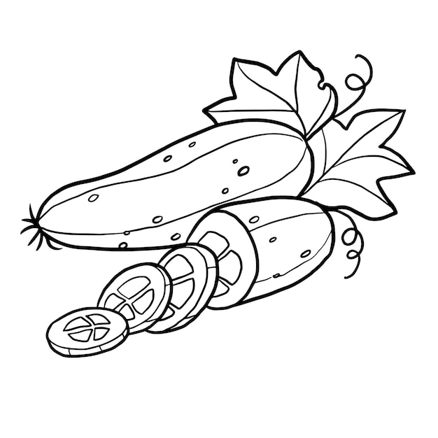 Premium Vector | Zucchini vegetables cartoon cute kawaii doodle coloring  page drawing illustration clipart