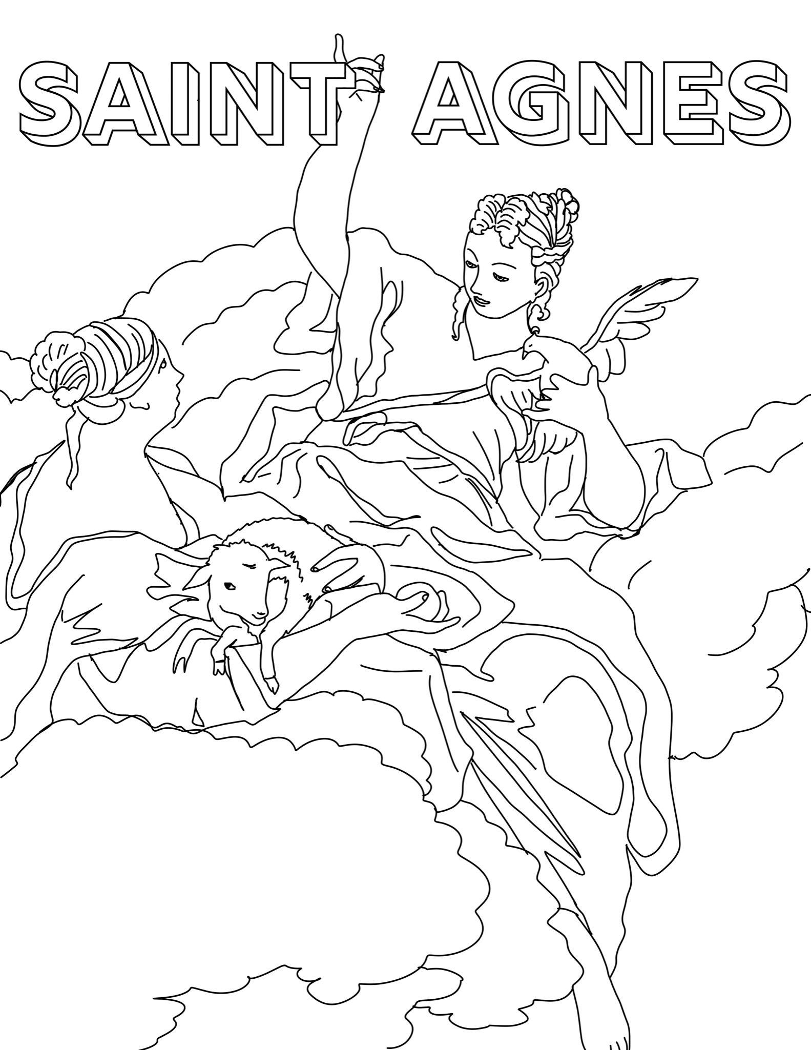 Saint Agnes - Catholic Coloring Page