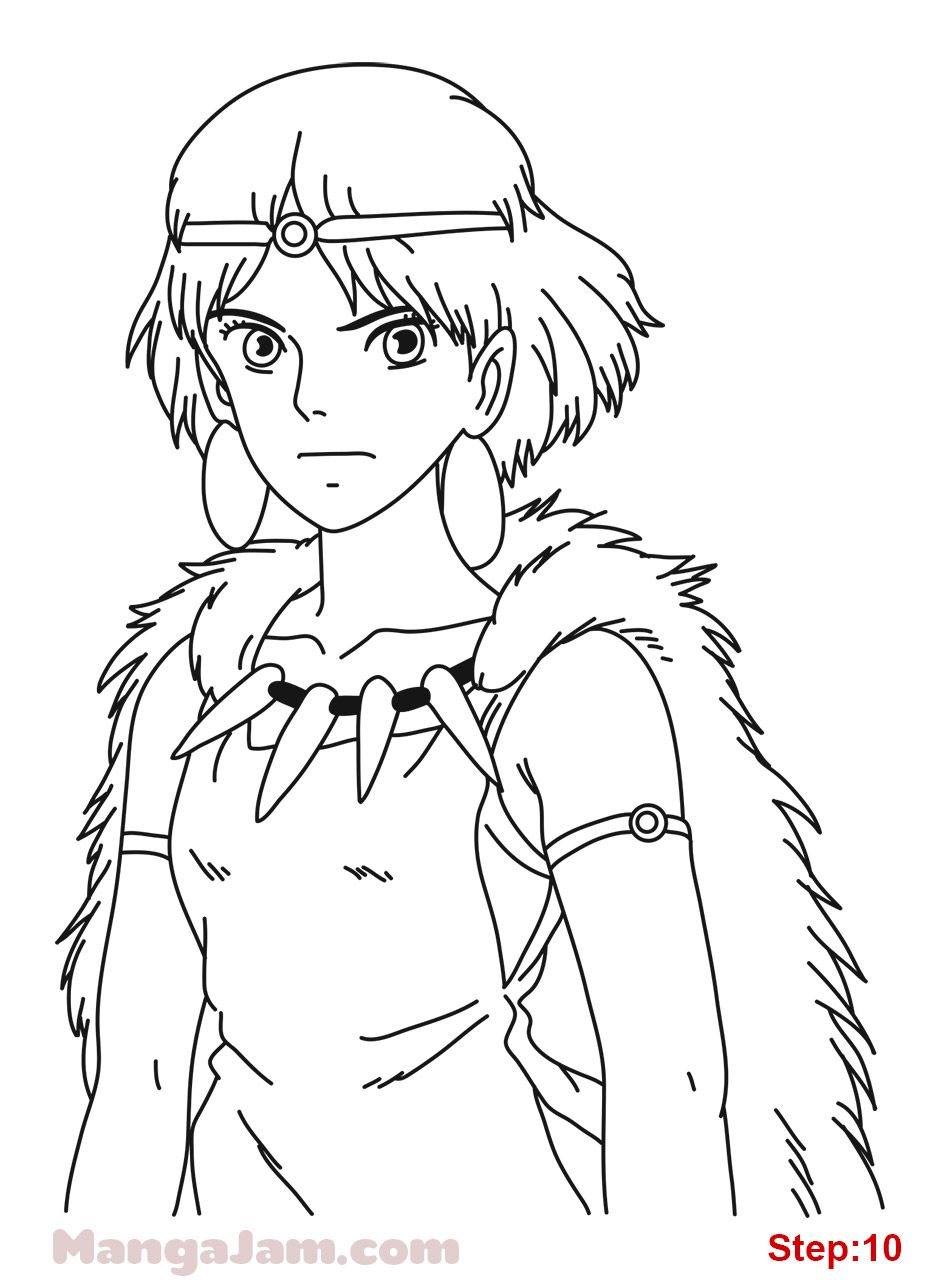 How to Draw Princess Mononoke from Studio Ghibli - MANGAJAM.com | Studio  ghibli characters, Ghibli art, Princess drawings