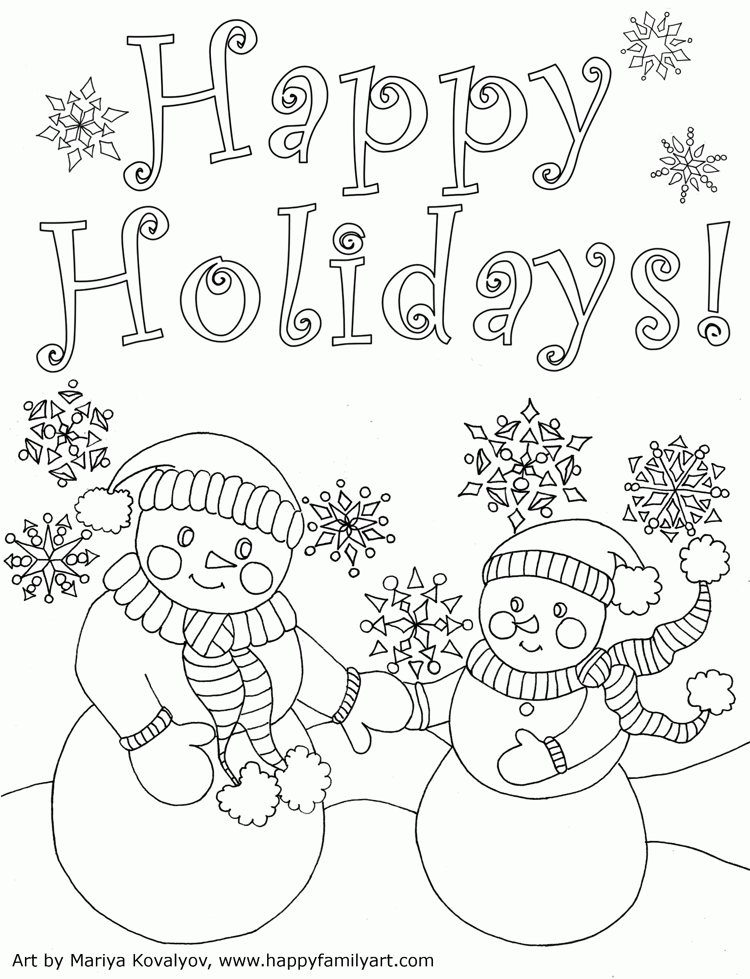 Happy Holidays Coloring Pages Printable Coloring Nation