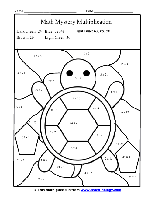 Multiplication Worksheets color page