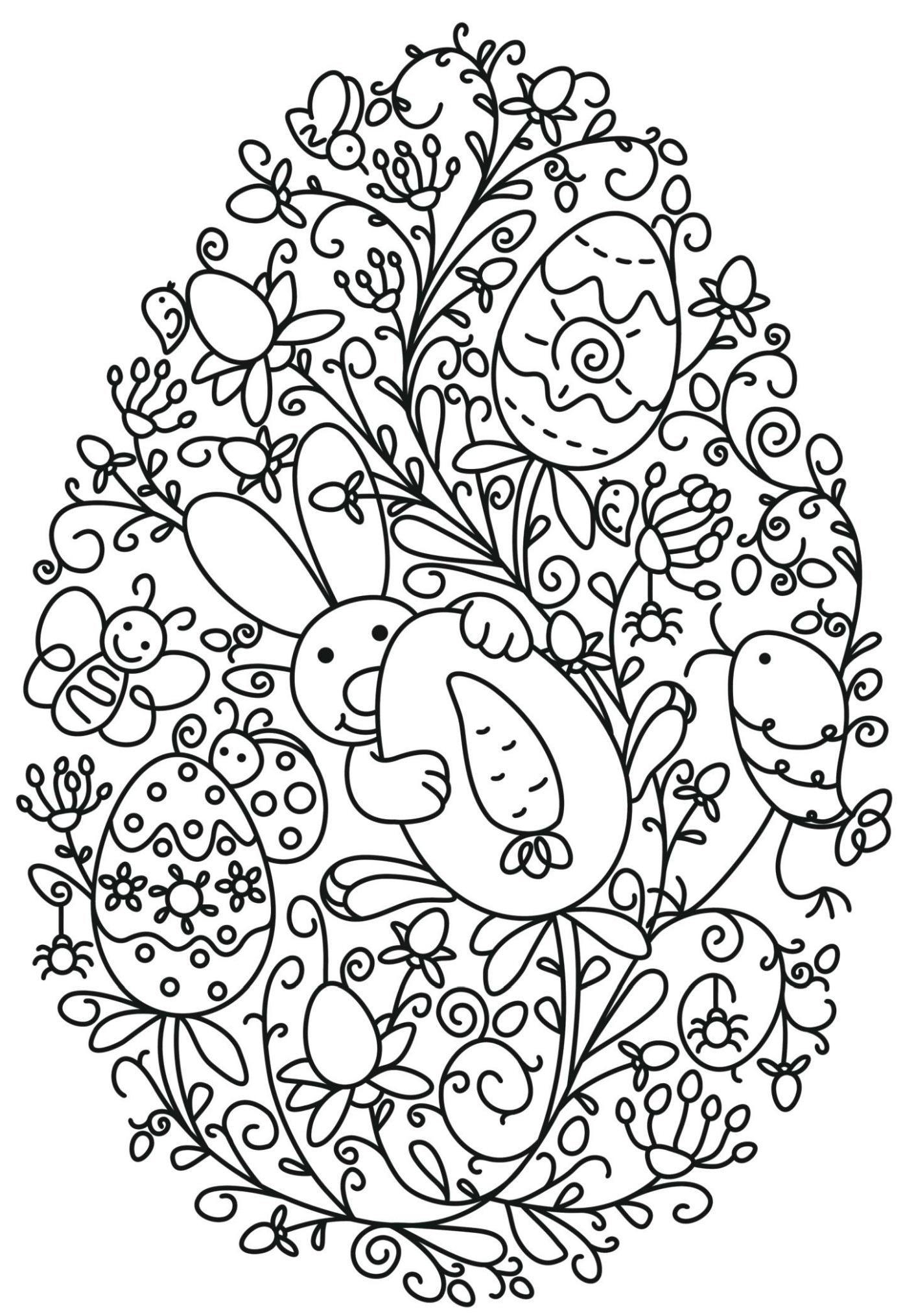 Get This Adult Easter Coloring Pages Funny Easter Bunny Holding an Egg !