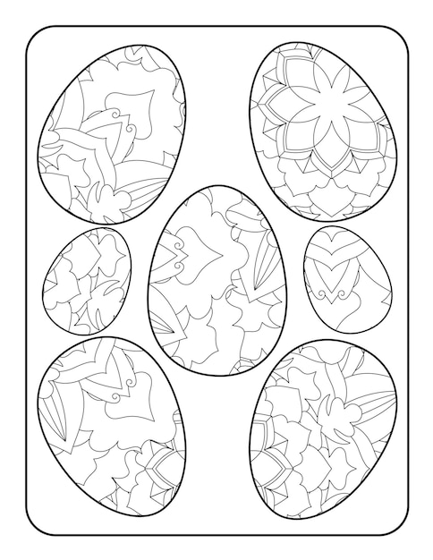 Premium Vector | Easter egg coloring page easter bunny coloring page easter  coloring page for adults and kids
