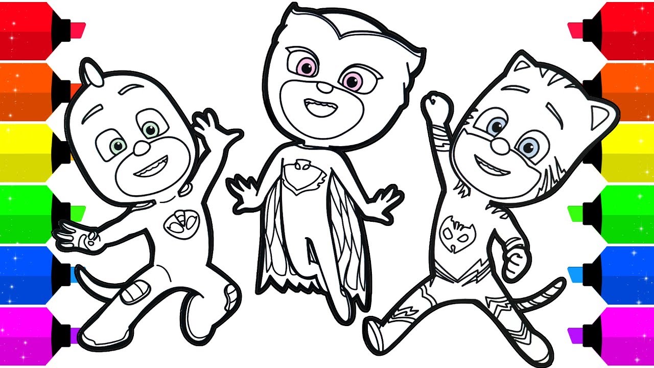 PJ Masks Coloring Pages for Kids How to Draw Catboy, Gekko, and ...