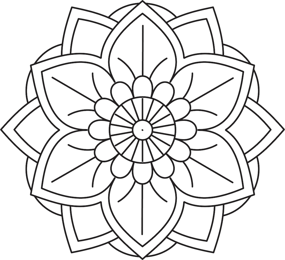 Easy Flower Mandala Coloring Pages (free printables)