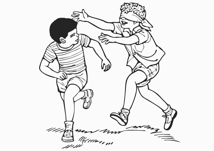 Coloring Page blindfold, catch - free ...