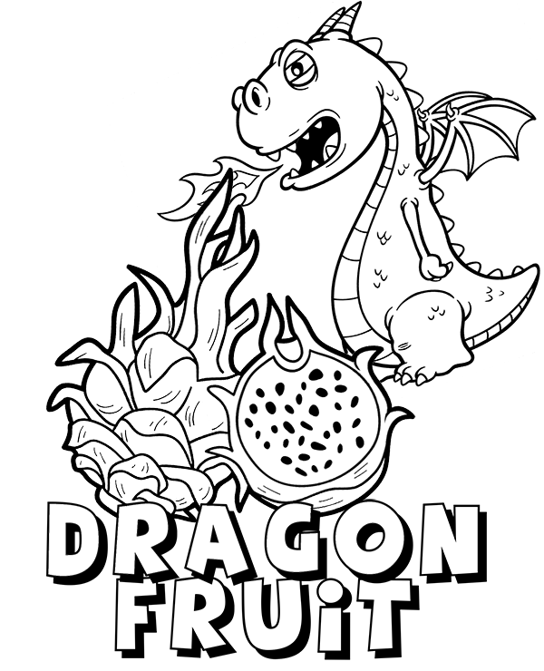 Printable coloring page dragon fruit exotic