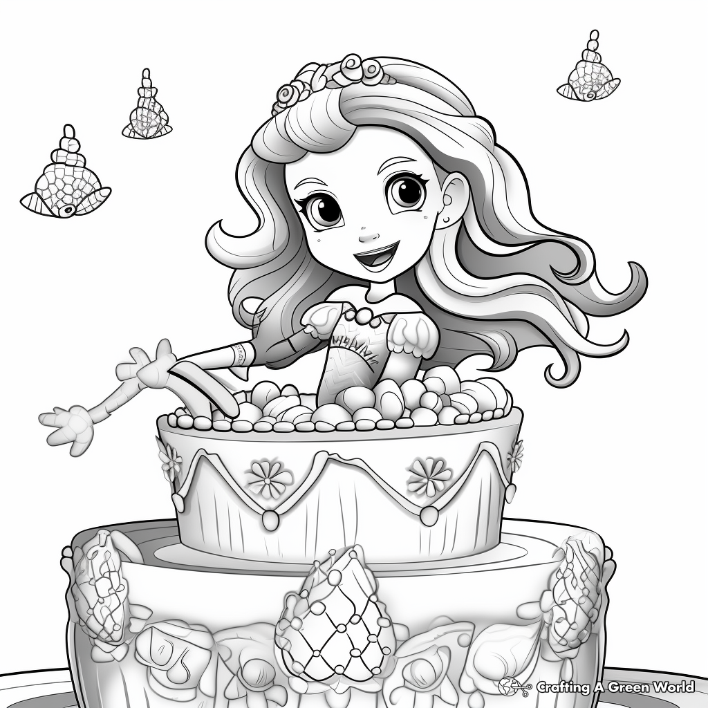 Mermaid Cake Coloring Pages - Free & Printable!