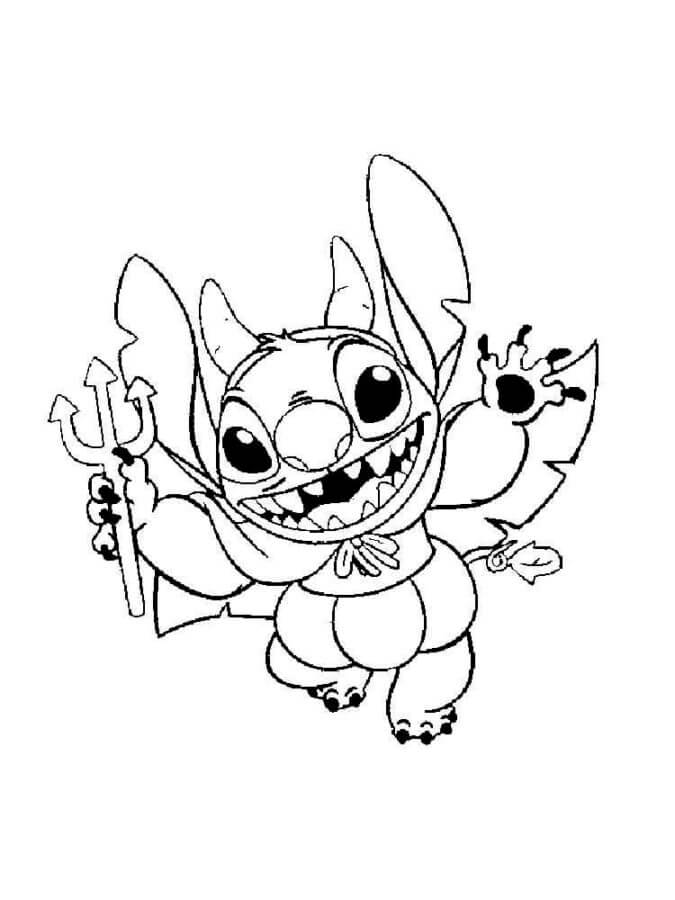 Halloween Stitch Dressed Up As The Devil coloring page - Download, Print or  Color Online for Free