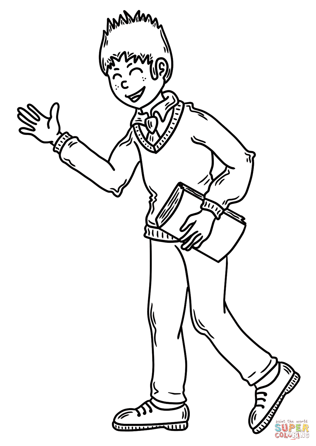 Happy School Boy coloring page | Free ...