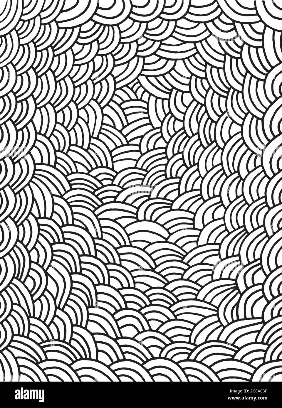 Coloring page with waves pattern. Vector hand drawn background for adult  coloring book. Abstract doodle sketch illustration Stock Vector Image & Art  - Alamy