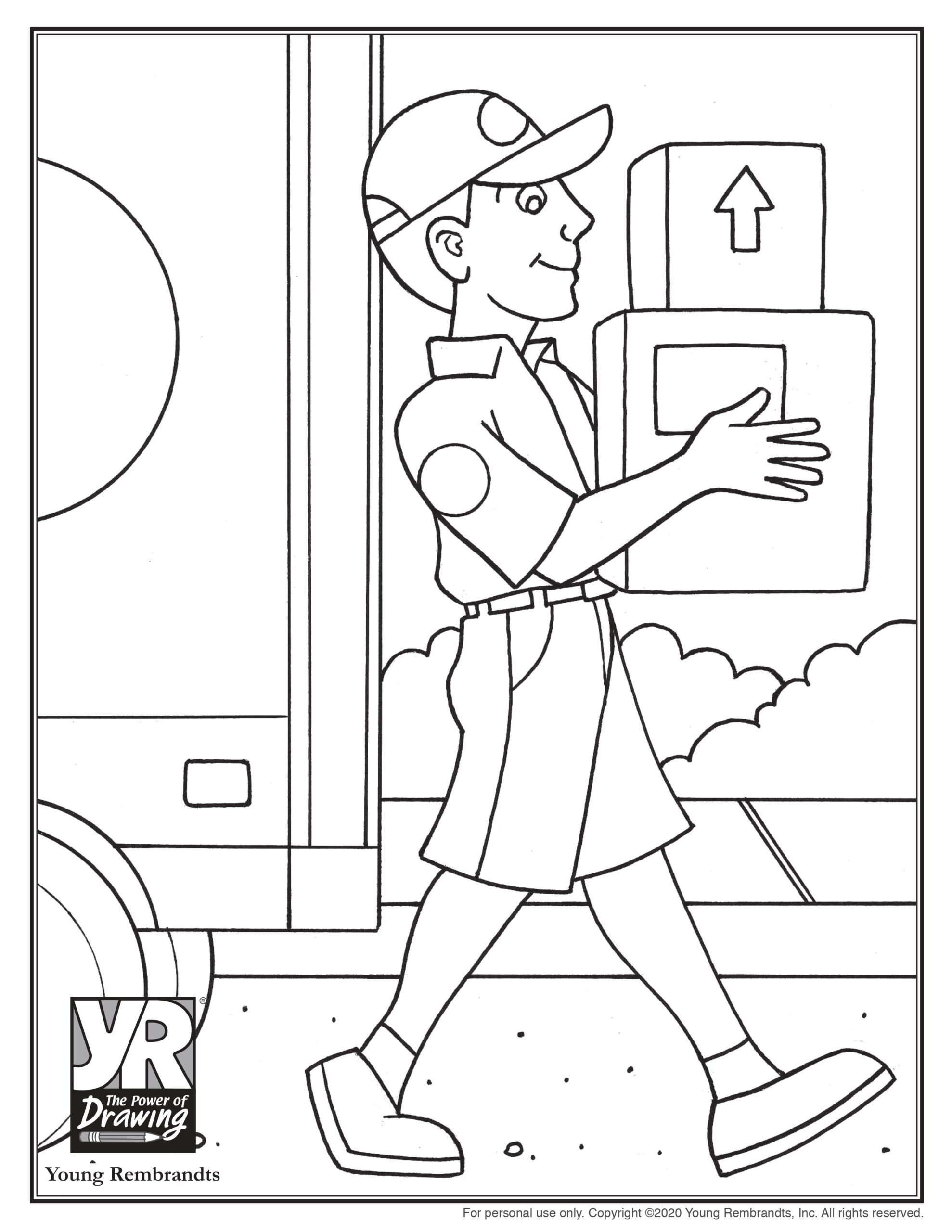 Delivery Man Coloring Page - Young Rembrandts Shop