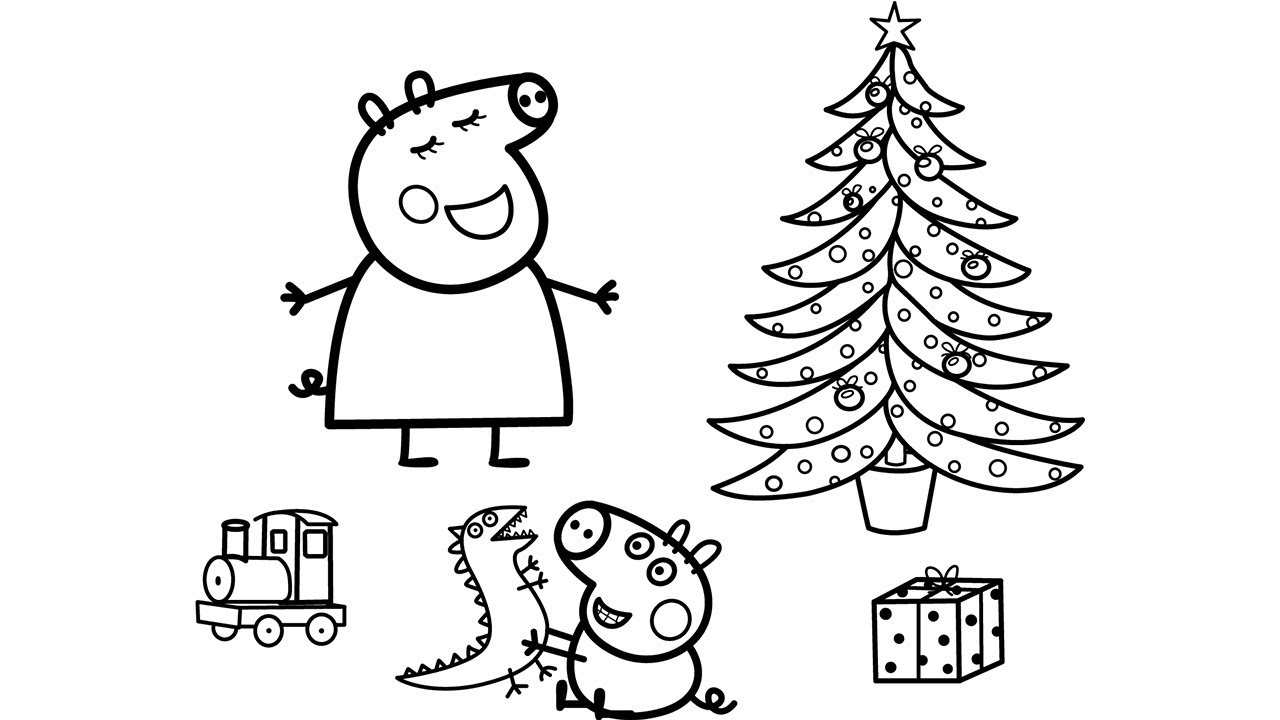 Peppa Pig Christmas Coloring Pages Peppa Pig and George - YouTube