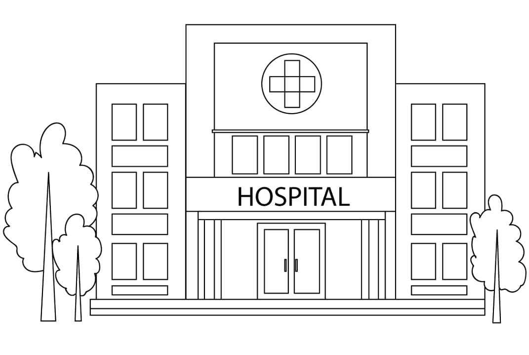 Free Hospital Building Coloring Page - Free Printable Coloring Pages for  Kids