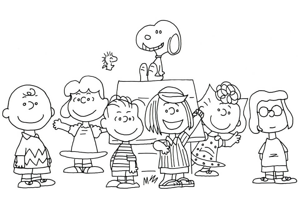 Peanuts Characters 1 Coloring Page - Free Printable Coloring Pages for Kids