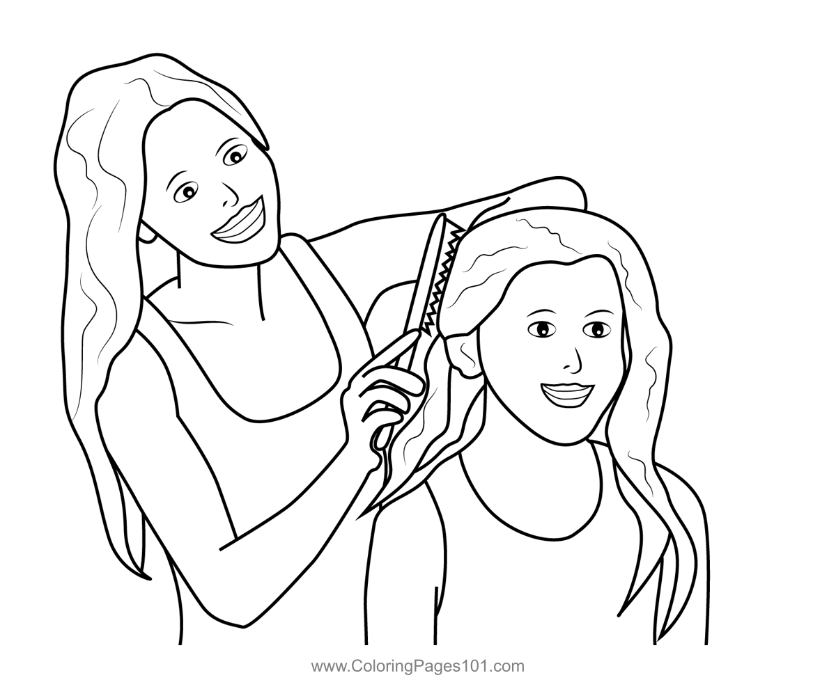 Mother Combing Daughter Hair Coloring Page for Kids - Free Mother's Day  Printable Coloring Pages Online for Kids - ColoringPages101.com | Coloring  Pages for Kids