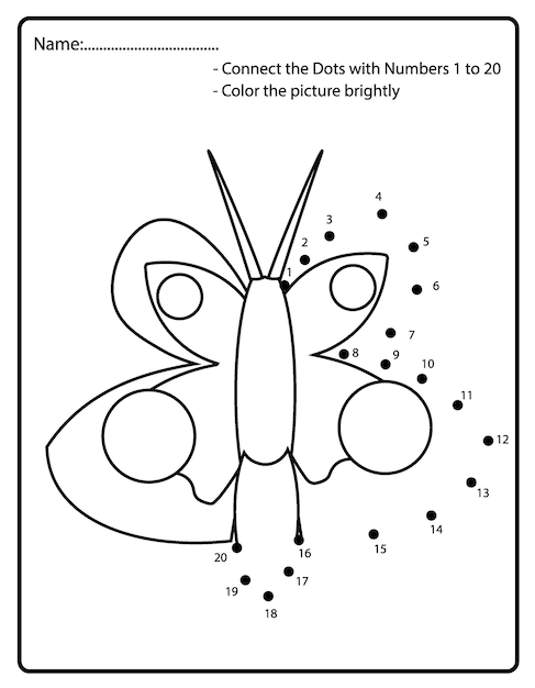 Premium Vector | Dot to dot butterfly coloring page for kids dot to dot by  numbers activity for kids and toddlers