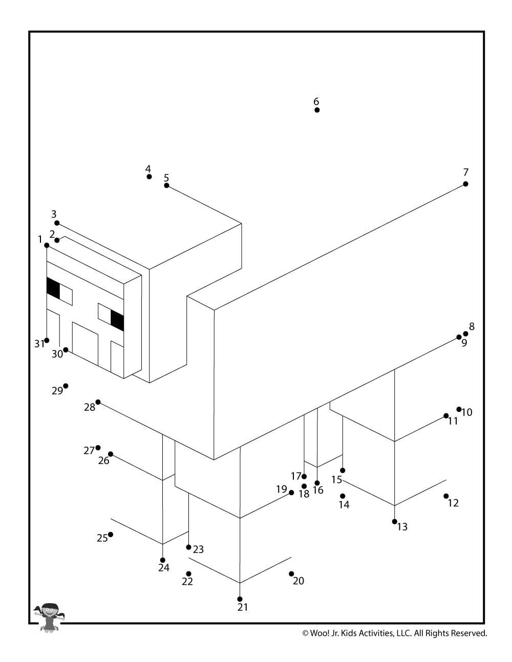 Minecraft Sheep Dot to Dot Printable Game | Woo! Jr. Kids Activities in  2020 | Minecraft sheep, Minecraft party activities, Minecraft coloring pages