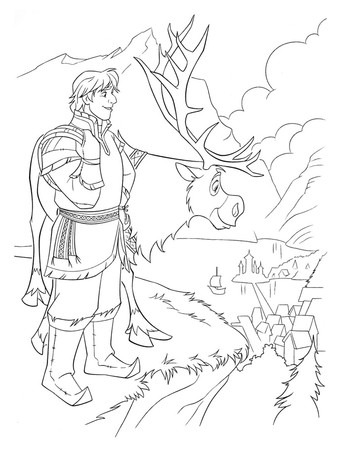 Kristoff And Sven Going To Arendelle Coloring Page - Free Coloring ...