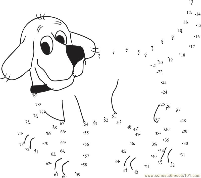 Clifford The Big Dog dot to dot printable worksheet - Connect The Dots