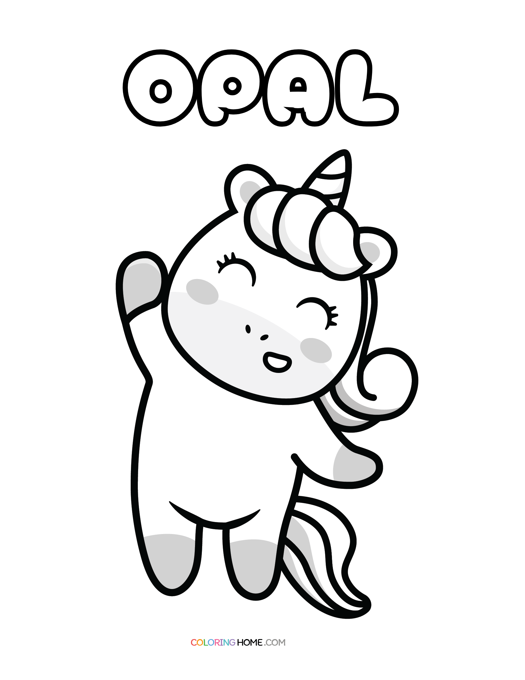 Opal unicorn coloring page