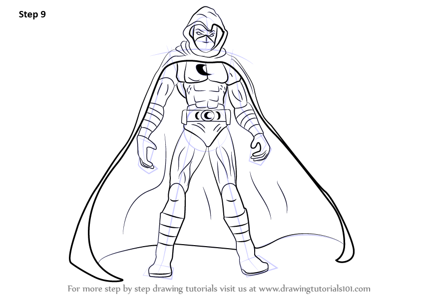 Learn How to Draw Moon Knight (Moon Knight) Step by Step : Drawing Tutorials