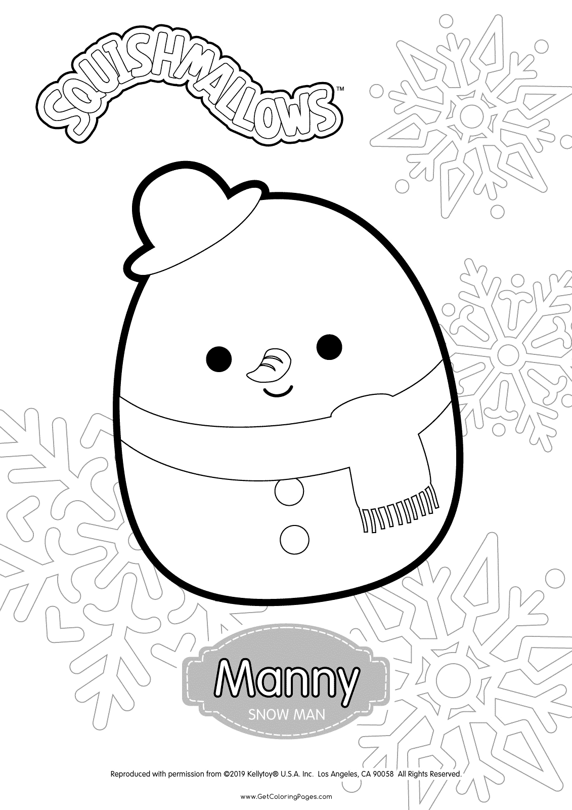 Squishmallows Snow Man Manny Coloring Pages - Get Coloring Pages