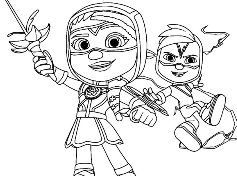 Coloring page Action Pack Treena and Watt