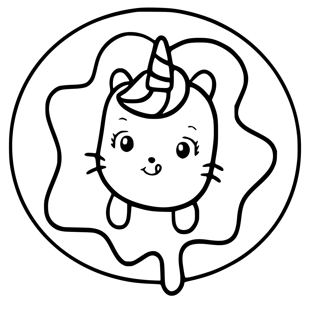 Cat Unicorn in Donut Coloring Pages ...