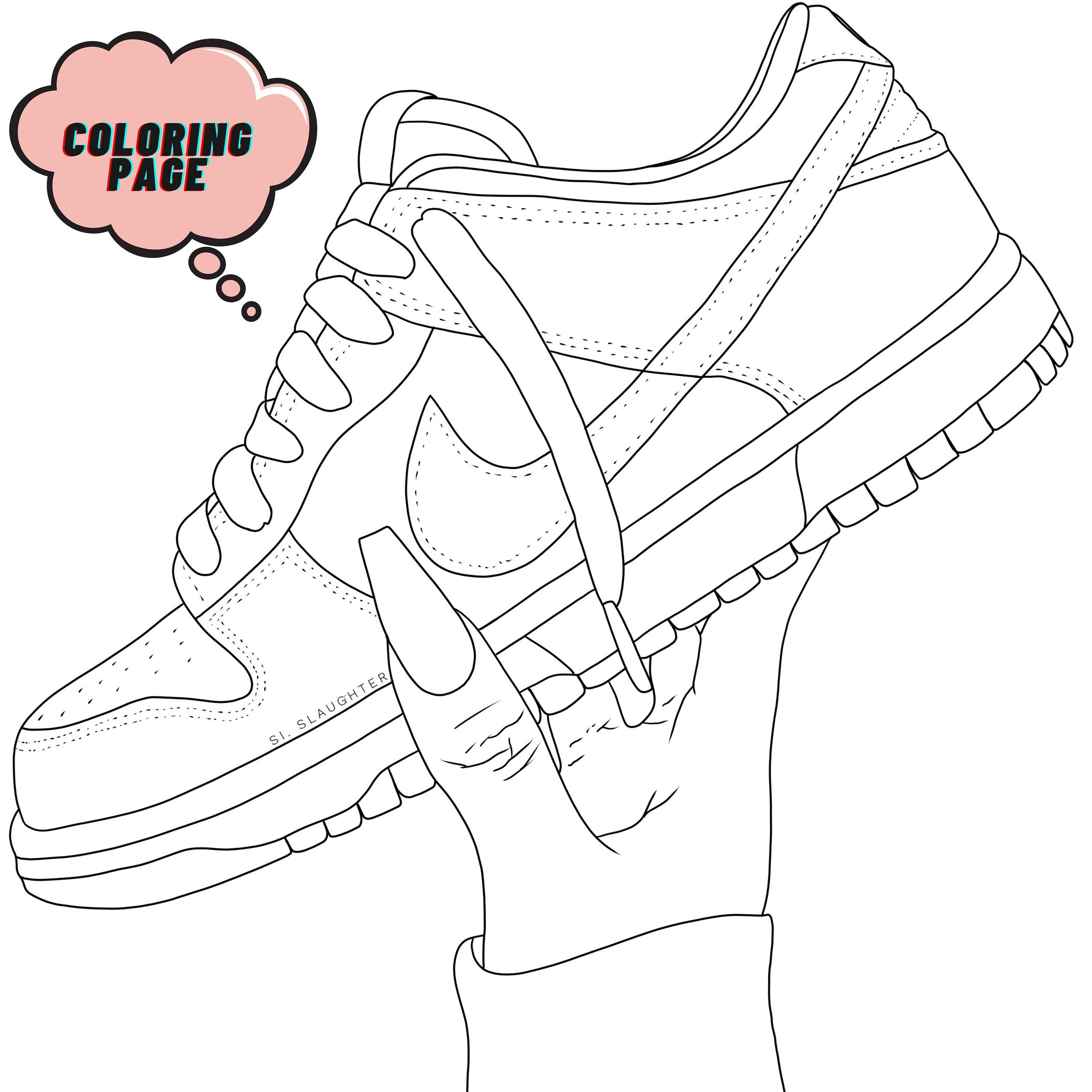 Sneaker Coloring Page - Etsy
