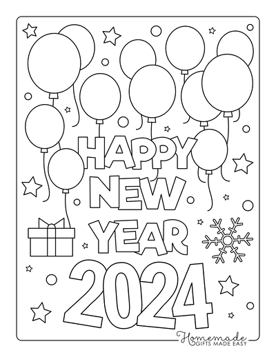 Free Printable New Year Coloring Pages for 2024