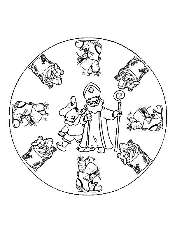 Kids-n-fun.com | 3 coloring pages of Mandala St Nicolas