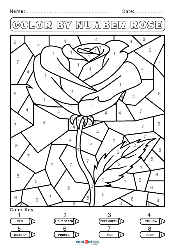 Color by Number Rose Coloring Pages - Color by Number Coloring Pages - Coloring  Pages For Kids And Adults
