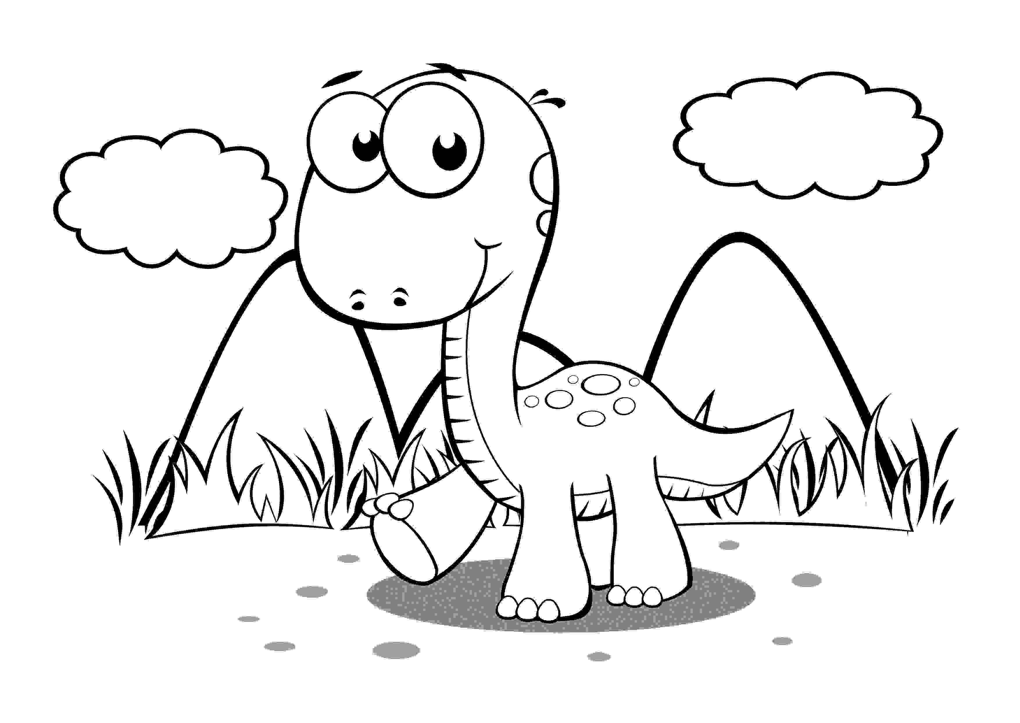 Baby Dinosaur goes around on cloud day Coloring Pages - Misc. Dinosaurs  Coloring Pages - Coloring Pages For Kids And Adults